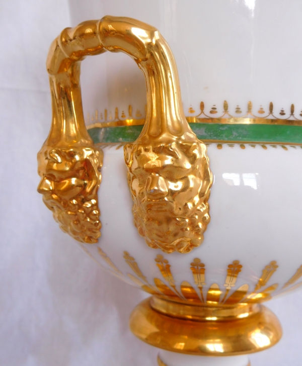 Grand vase glacière Empire en porcelaine de Paris - monogramme et couronne de Marquis