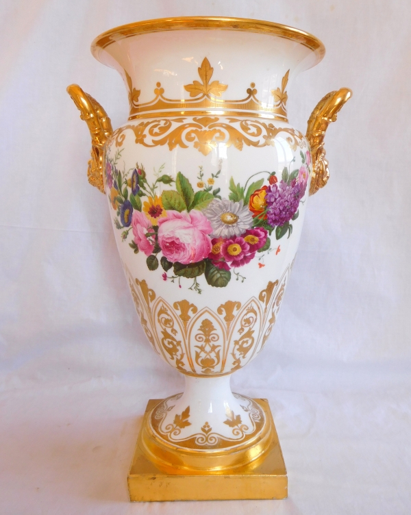 Manufacture Honore : tall Paris porcelain vase, early 19th century circa 1820 - 1830 - 47cm