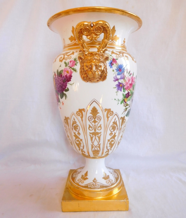 Manufacture Honore : tall Paris porcelain vase, early 19th century circa 1820 - 1830 - 47cm