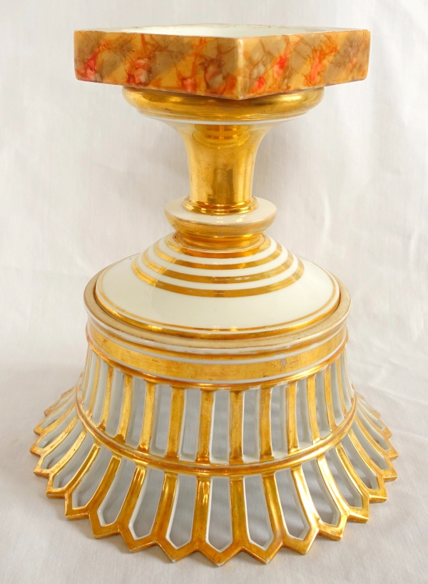 Tall Empire Paris porcelain reticulated cup gilt with fine gold, circa 1820
