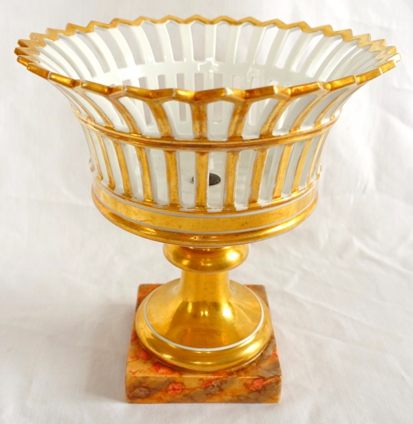 Tall Empire Paris porcelain reticulated cup gilt with fine gold, circa 1820