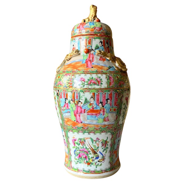 Grand vase / potiche en porcelaine de Canton, Chine, époque fin XIXe siècle - 47cm