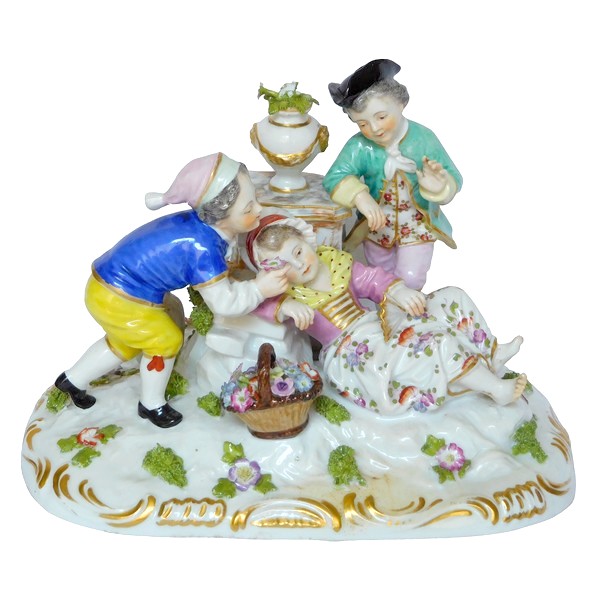 Groupe en porcelaine de Meissen Polychrome d'époque XVIIIe siècle