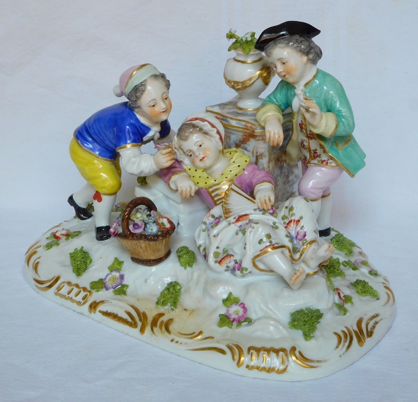 Groupe en porcelaine de Meissen Polychrome d'époque XVIIIe siècle