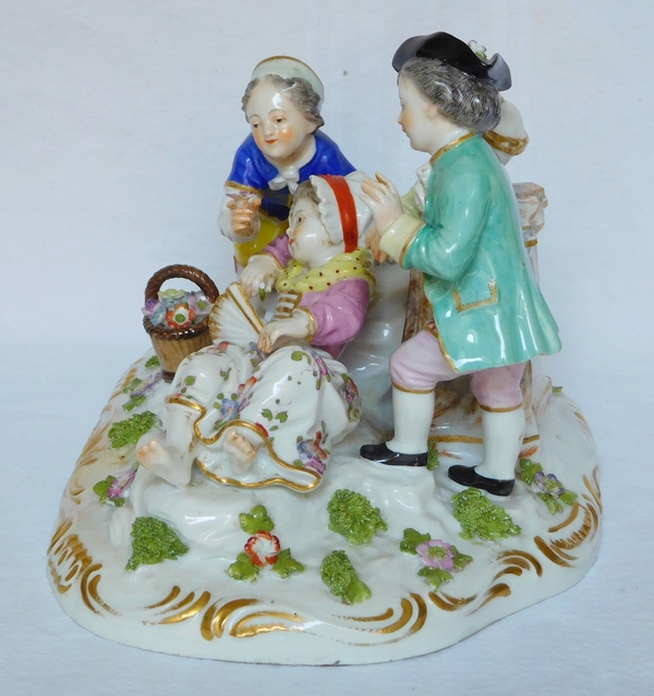 Groupe en porcelaine de Meissen Polychrome d'époque XVIIIe siècle