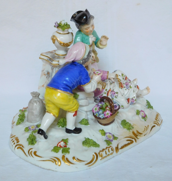 Groupe en porcelaine de Meissen Polychrome d'époque XVIIIe siècle