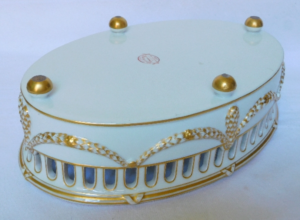 Jardinière de style Louis XVI en porcelaine de Paris blanc et or, époque 1900