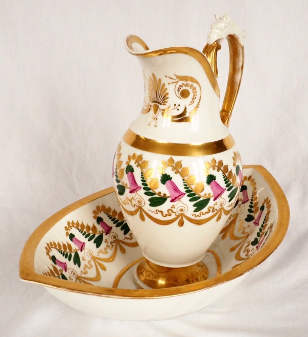 Locre Manufacture : Empire Paris porcelain hand washing set - early 19th century circa 1800