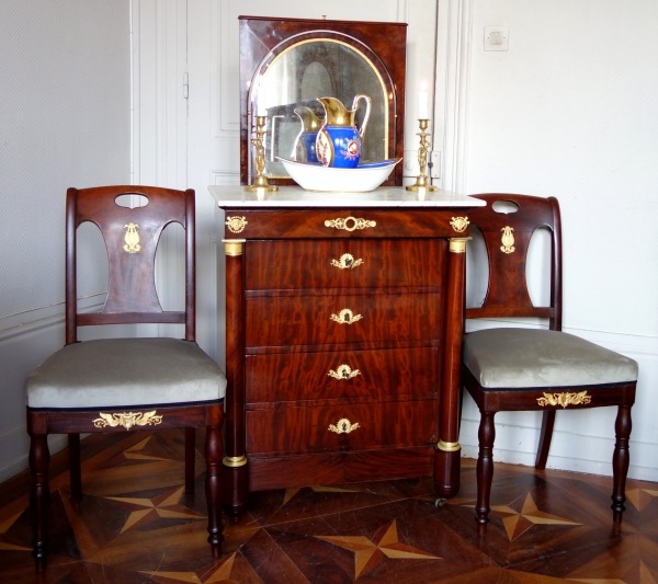 Ensemble lavabo en porcelaine - aiguière de toilette & son bassin d'époque Empire Restauration