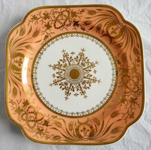 Manufacture Spode : paire d'assiettes à gâteaux en porcelaine mandarine et or - XIXe siècle vers 1820