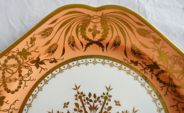 Manufacture Spode : paire d'assiettes à gâteaux en porcelaine mandarine et or - XIXe siècle vers 1820