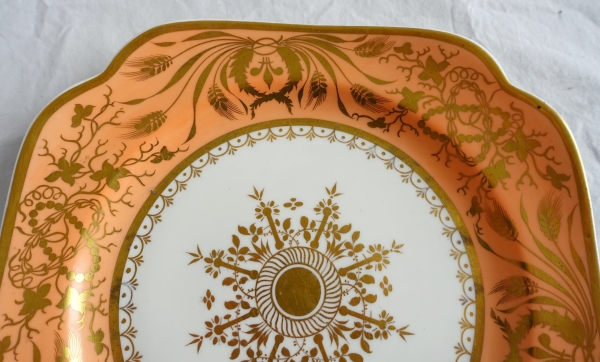 Manufacture Spode : paire d'assiettes à gâteaux en porcelaine mandarine et or - XIXe siècle vers 1820