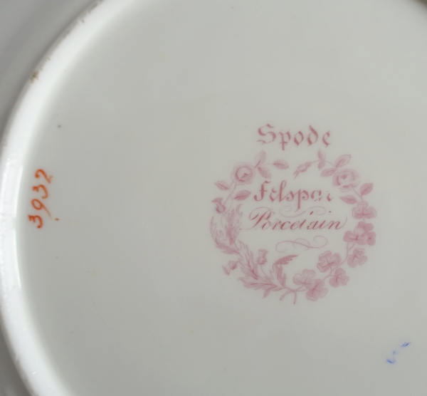 Manufacture Spode : paire d'assiettes à gâteaux en porcelaine mandarine et or - XIXe siècle vers 1820