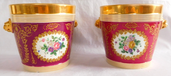 Grands cache-pots en porcelaine de Paris, époque Restauration - XIXe siècle