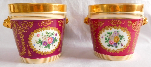 Pair of large Paris porcelain planters, early 19th century circa 1830