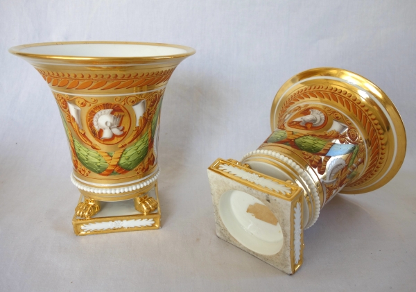 Pair of Empire Paris porcelain planters attributed to Schoelcher - vers 1820