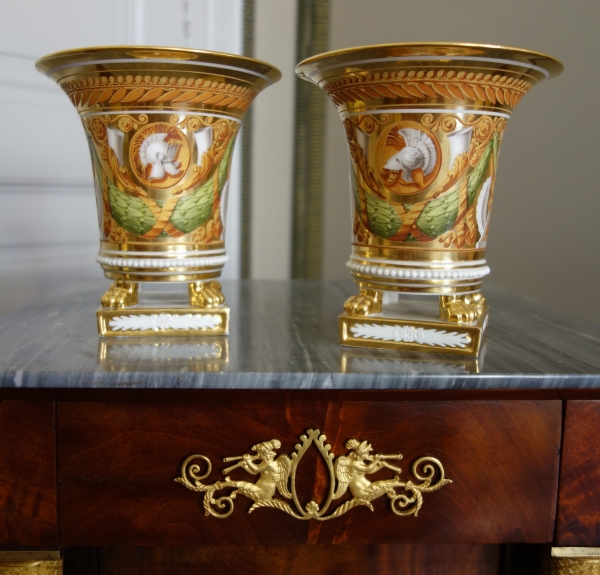 Pair of Empire Paris porcelain planters attributed to Schoelcher - vers 1820