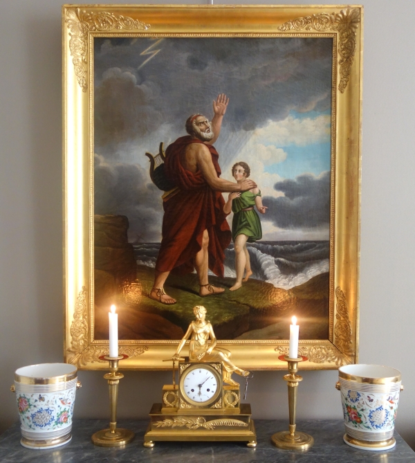 Paire de grands cache-pots en porcelaine de Paris d'époque Restauration - vers 1840