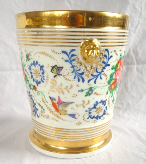 Paire de grands cache-pots en porcelaine de Paris d'époque Restauration - vers 1840