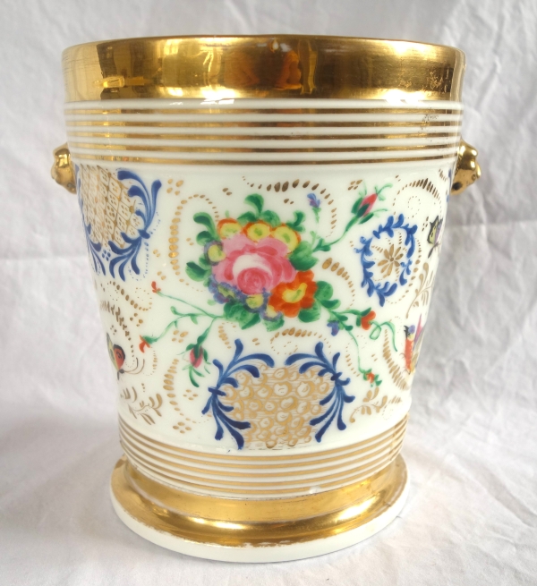 Paire de grands cache-pots en porcelaine de Paris d'époque Restauration - vers 1840