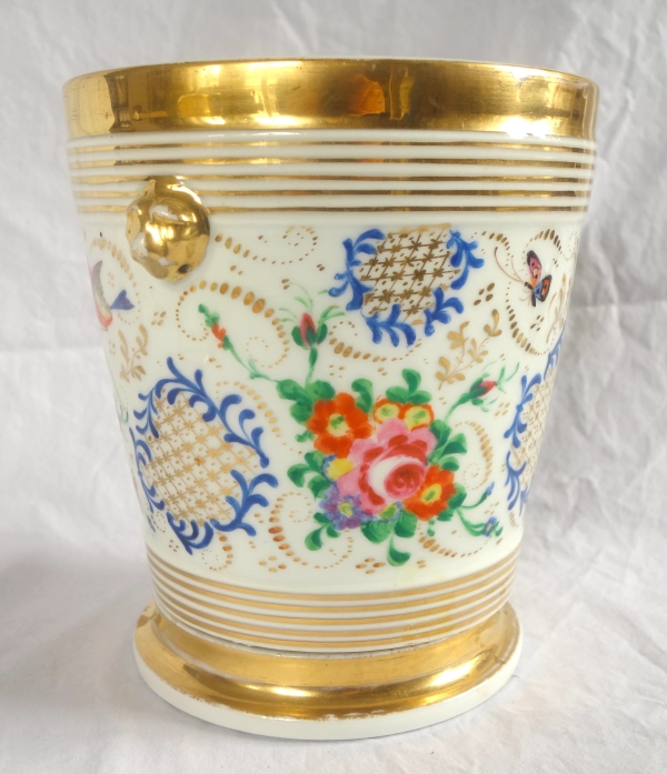 Paire de grands cache-pots en porcelaine de Paris d'époque Restauration - vers 1840