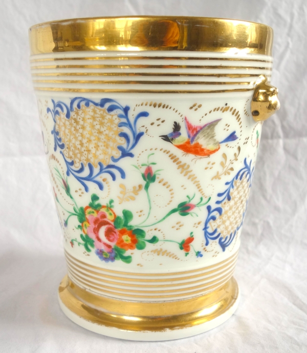 Paire de grands cache-pots en porcelaine de Paris d'époque Restauration - vers 1840