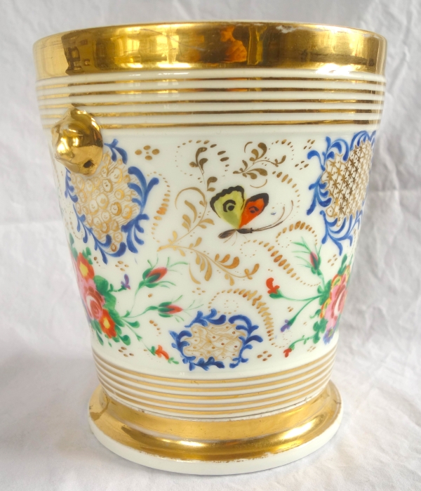 Paire de grands cache-pots en porcelaine de Paris d'époque Restauration - vers 1840