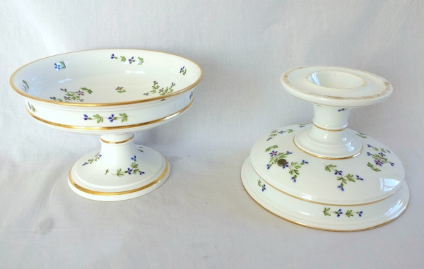 Paire de compotiers en porcelaine, décor aux Barbeaux - début XIXe attribuée à Dihl & Guerhard