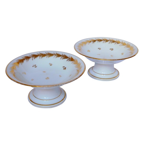 Pair of Paris porcelain dessert dishes, Empire period, early 19th century, Locre manufacture