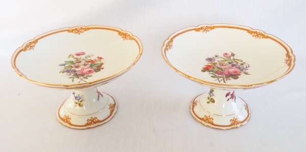 Pair of Paris porcelain dessert dishes signed Lahoche & Pannier - l'Escalier de Cristal