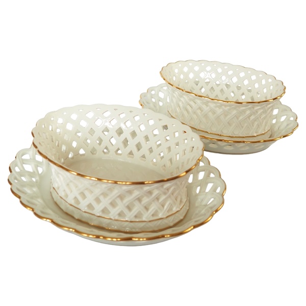 Nast : pair of Empire Paris porcelain reticulated cups - early 19th century