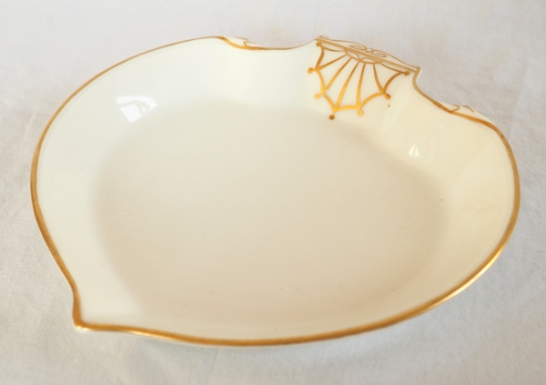 Nast : pair of Paris porcelain bread dishes enhanced with fine gold - early 19th century