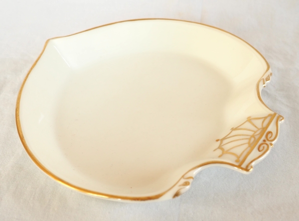 Nast : pair of Paris porcelain bread dishes enhanced with fine gold - early 19th century