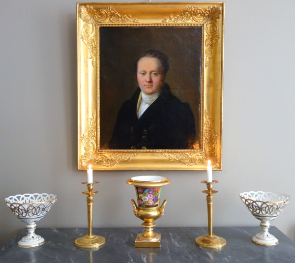 Paire de coupes ajourées à fruits en porcelaine de Paris dorée or fin - vers 1840