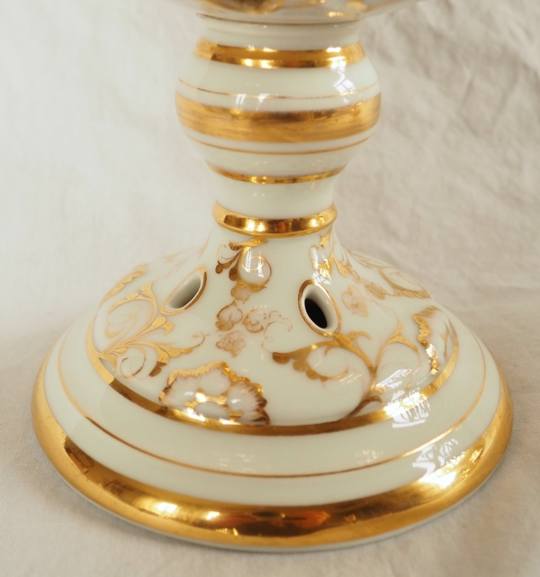 Paire de coupes ajourées à fruits en porcelaine de Paris dorée or fin - vers 1840