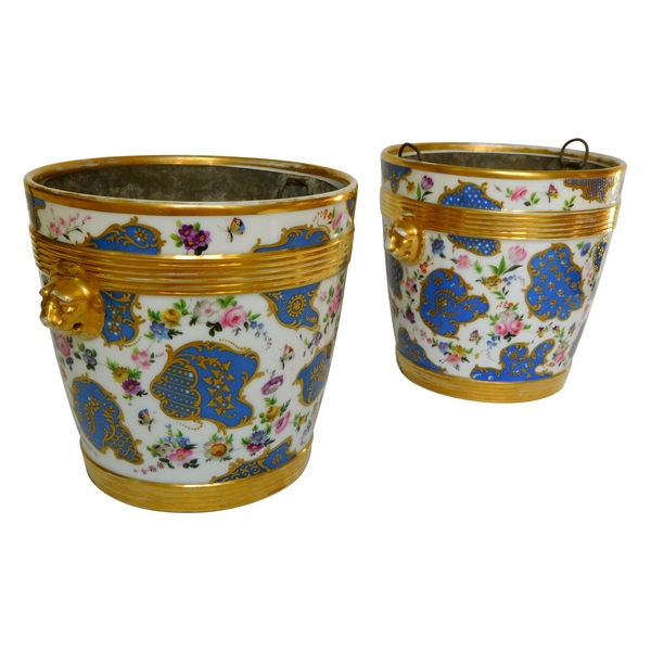 Pair of Paris porcelain planters, French Restoration period, early 19th century