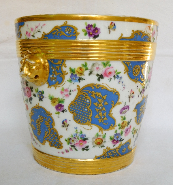 Paire de grands cache-pots en porcelaine de Paris d'époque Restauration