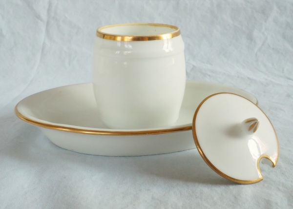 Nast : pair of Empire Paris porcelain mustard pots enhanced with fine gold - early 19th century