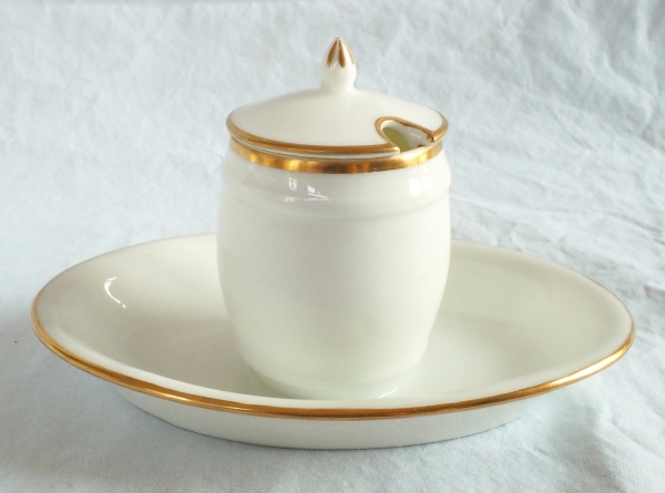 Nast : pair of Empire Paris porcelain mustard pots enhanced with fine gold - early 19th century