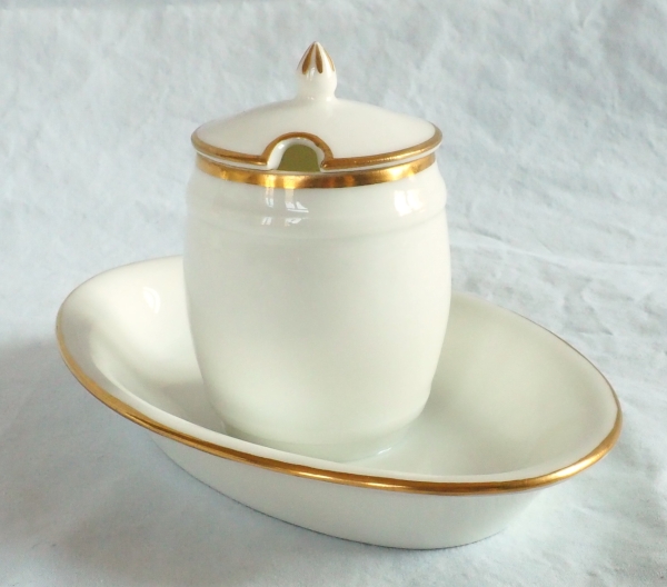 Nast : pair of Empire Paris porcelain mustard pots enhanced with fine gold - early 19th century