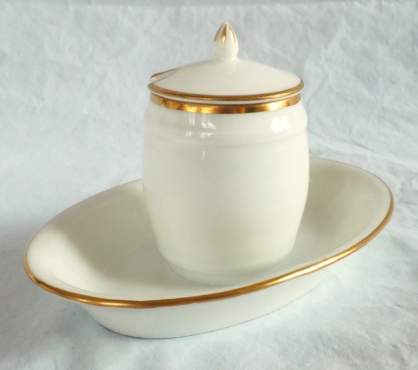 Nast : pair of Empire Paris porcelain mustard pots enhanced with fine gold - early 19th century