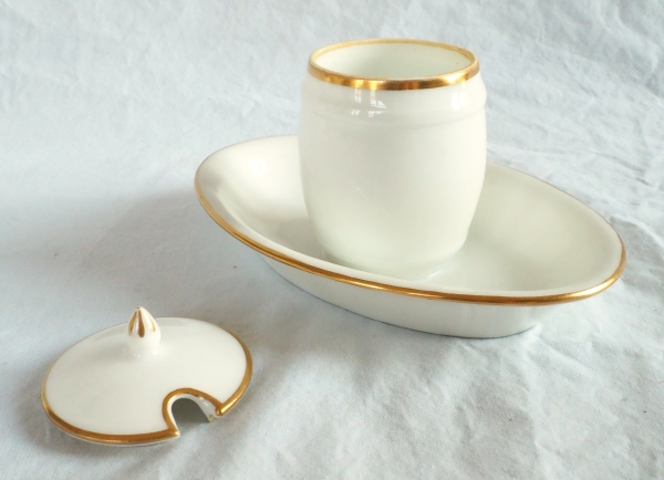 Nast : pair of Empire Paris porcelain mustard pots enhanced with fine gold - early 19th century