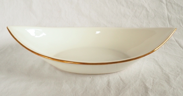 Nast : pair of Empire porcelain navette-shaped dishes enhanced with fine gold - early 19th century