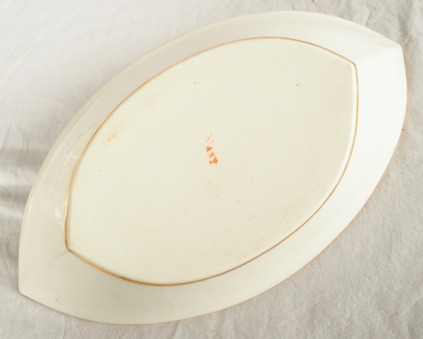 Nast : pair of Empire porcelain navette-shaped dishes enhanced with fine gold - early 19th century