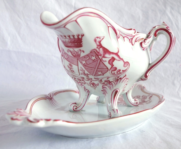 Lunéville - paire de saucières en faïence à doubles armoiries comtales - fin XIXe siècle