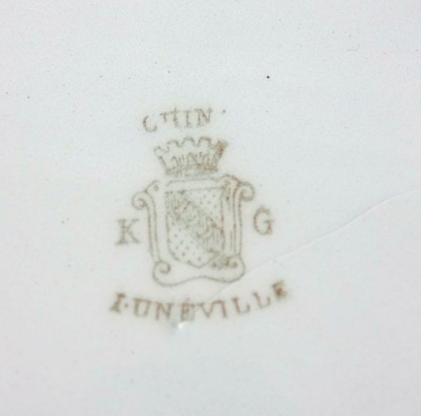 Lunéville - paire de saucières en faïence à doubles armoiries comtales - fin XIXe siècle