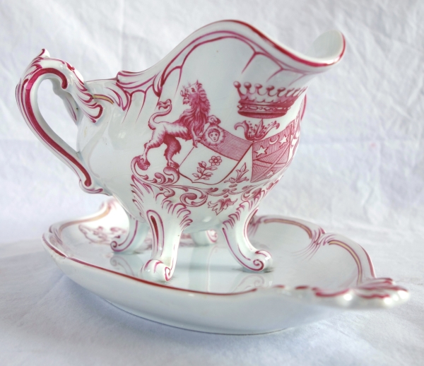 Lunéville - paire de saucières en faïence à doubles armoiries comtales - fin XIXe siècle