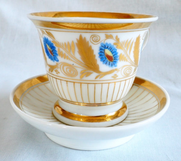 Paire de tasses à déjeuner en porcelaine de Paris, époque Restauration début XIXe siècle
