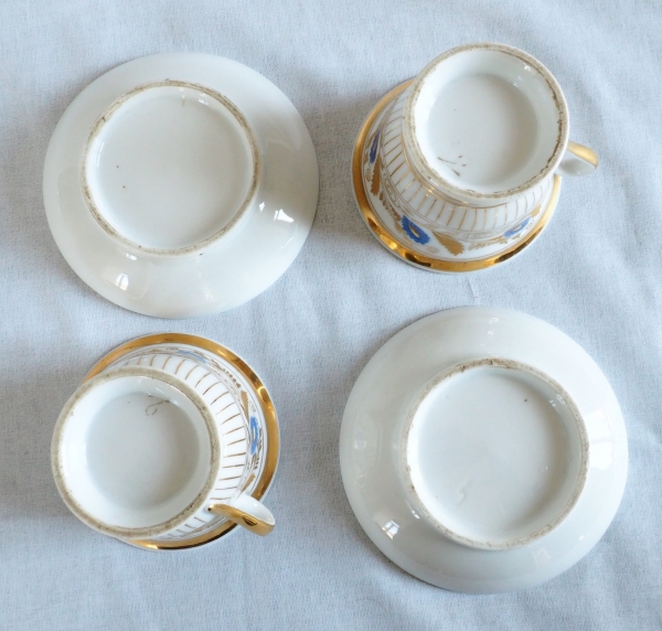 Paire de tasses à déjeuner en porcelaine de Paris, époque Restauration début XIXe siècle