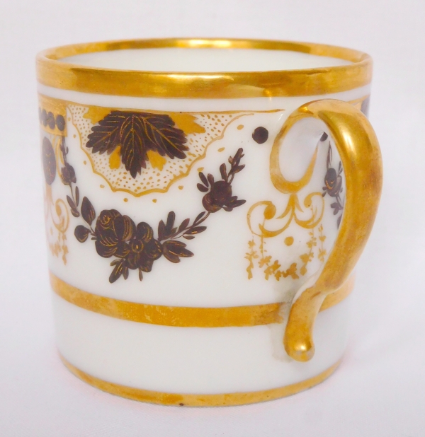 Paire de tasses à café litron en porcelaine d'époque Louis XVI Directoire fin XVIIIe siècle